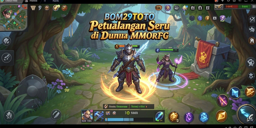 Tangkapan layar gameplay BOM29TOTO menunjukkan pertempuran epik dan eksplorasi yang mendebarkan.