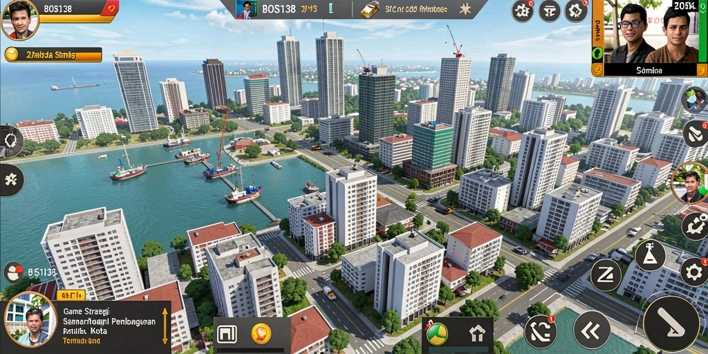 Screenshot menunjukkan pemain membangun kota dengan strategi SLG yang cerdas.