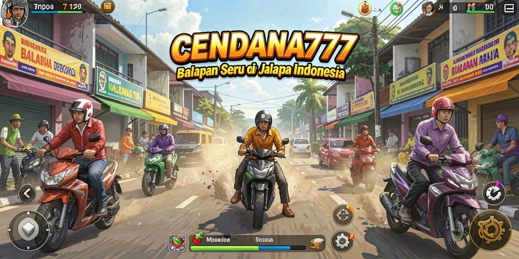 Screenshot gameplay CENDANA777 menampilkan aksi balapan yang seru.