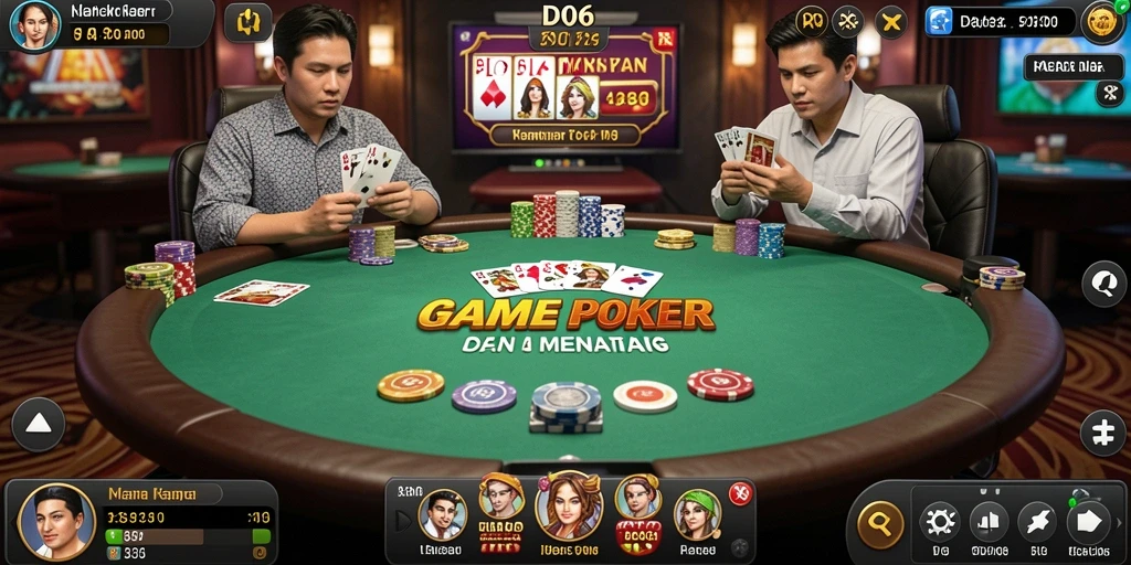 Screenshot D06 menampilkan pemain yang sedang asyik bermain Poker.