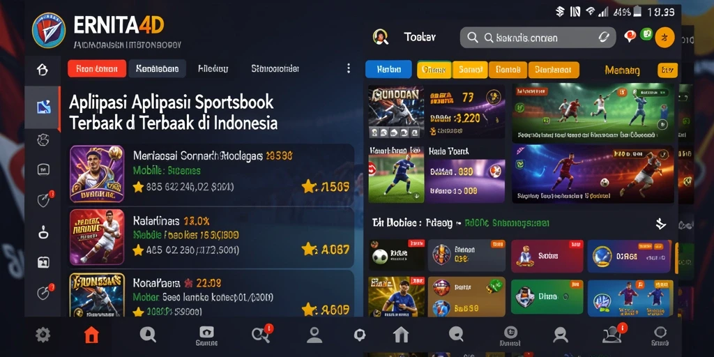Screenshot utama ERNITA4D yang menampilkan antarmuka taruhan olahraga.