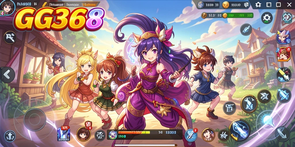 Screenshot gameplay GG368 menampilkan pertarungan karakter anime yang menegangkan.
