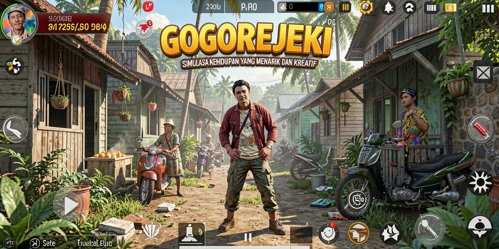 Tampilan menarik dari gameplay GOGOREJEKI yang penuh dengan aktivitas dan interaksi.