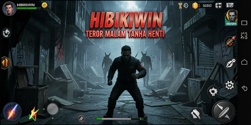 Tangkapan layar menampilkan suasana menyeramkan HIBIKIWIN dengan gameplay yang intens.