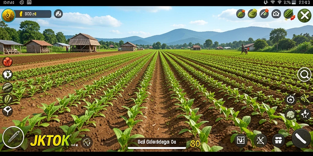 Screenshot gameplay JKTOK menampilkan pengalaman bertani yang seru.