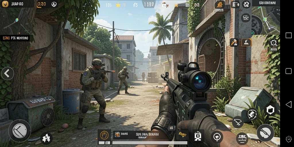 Tangkapan layar gameplay JUARAGO menampilkan aksi tembak-menembak seru.
