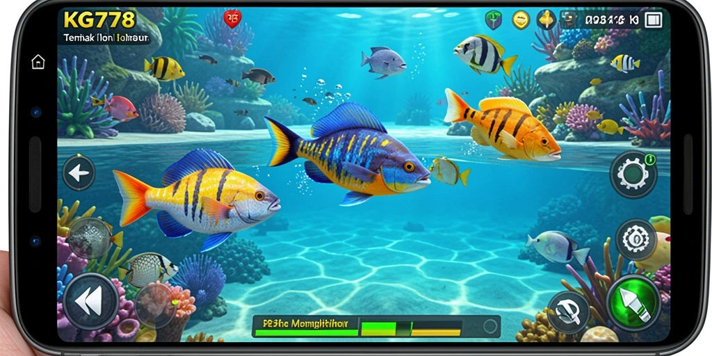 Tampilan gameplay KG778 yang seru dengan aksi menembak ikan.