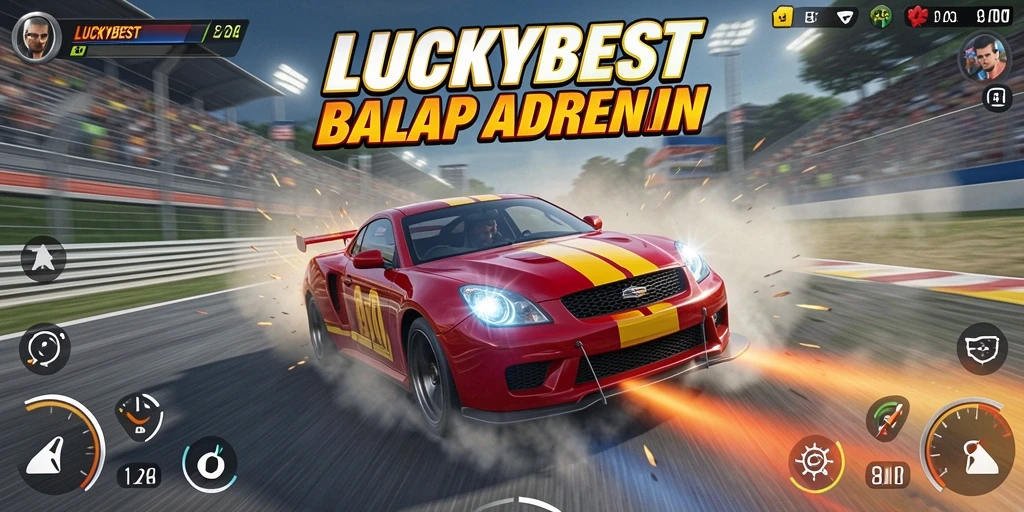 Tampilan game LUCKYBEST saat balapan di trek penuh tantangan.