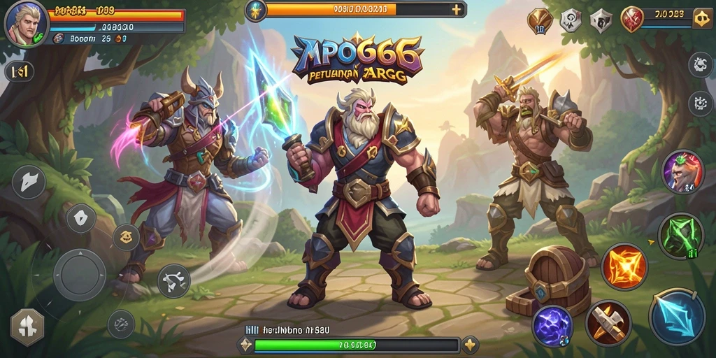 Screenshot MPO666 menampilkan pertempuran epik dengan berbagai karakter dan monster.