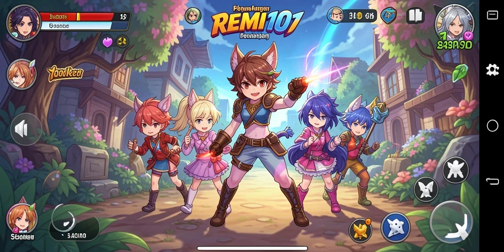 Tampilan gameplay seru dalam dunia Anime yang penuh warna.