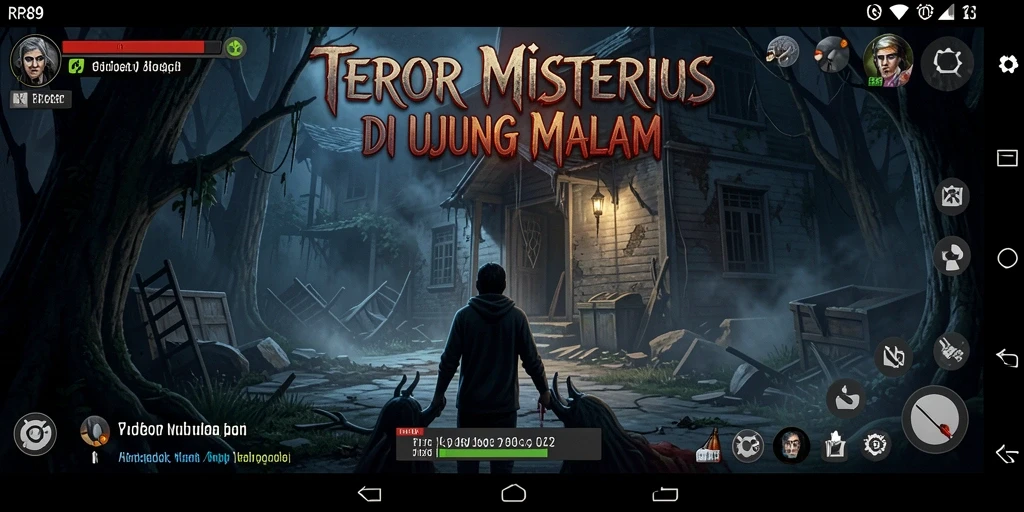 Screenshot gameplay <strong>RR89</strong> yang menegangkan di lingkungan yang angker.